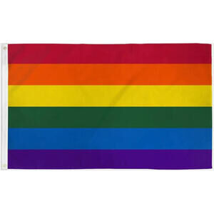 3'x5' Large Rainbow Flag 6 Stripes Gay Pride Banner Polyester LGBT Grommets New
